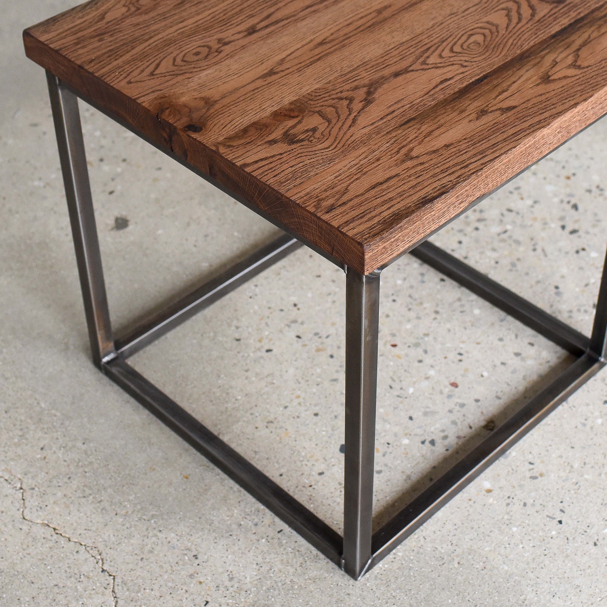 Reclaimed Wood Side Table: Industrial Steel Frame Accent Table - Etsy