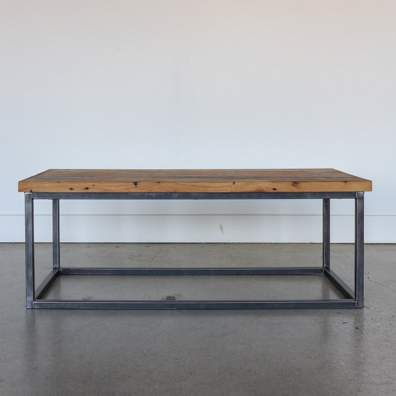Solid Wood Coffee Table: Walnut Box Frame, Hand Welded Steel Legs - Etsy