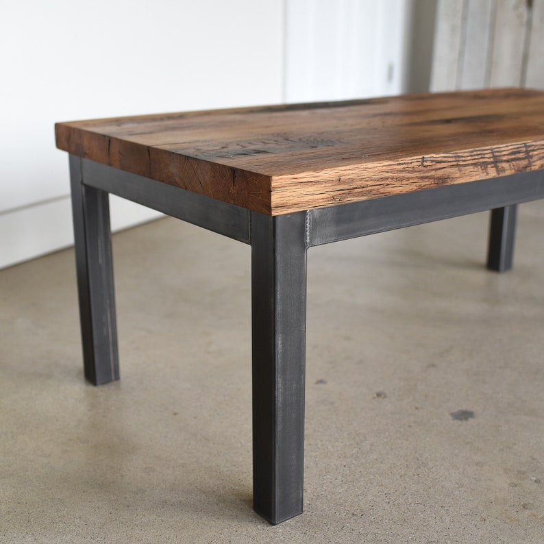 Reclaimed Wood Post Leg Coffee Table - Etsy