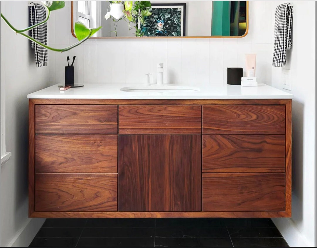 60 Modern Floating Wood Vanity / Single Sink Etsy