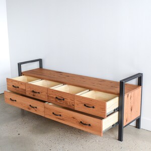 72 Reclaimed Wood Storage Bench / Industrial Steel Frame image 5