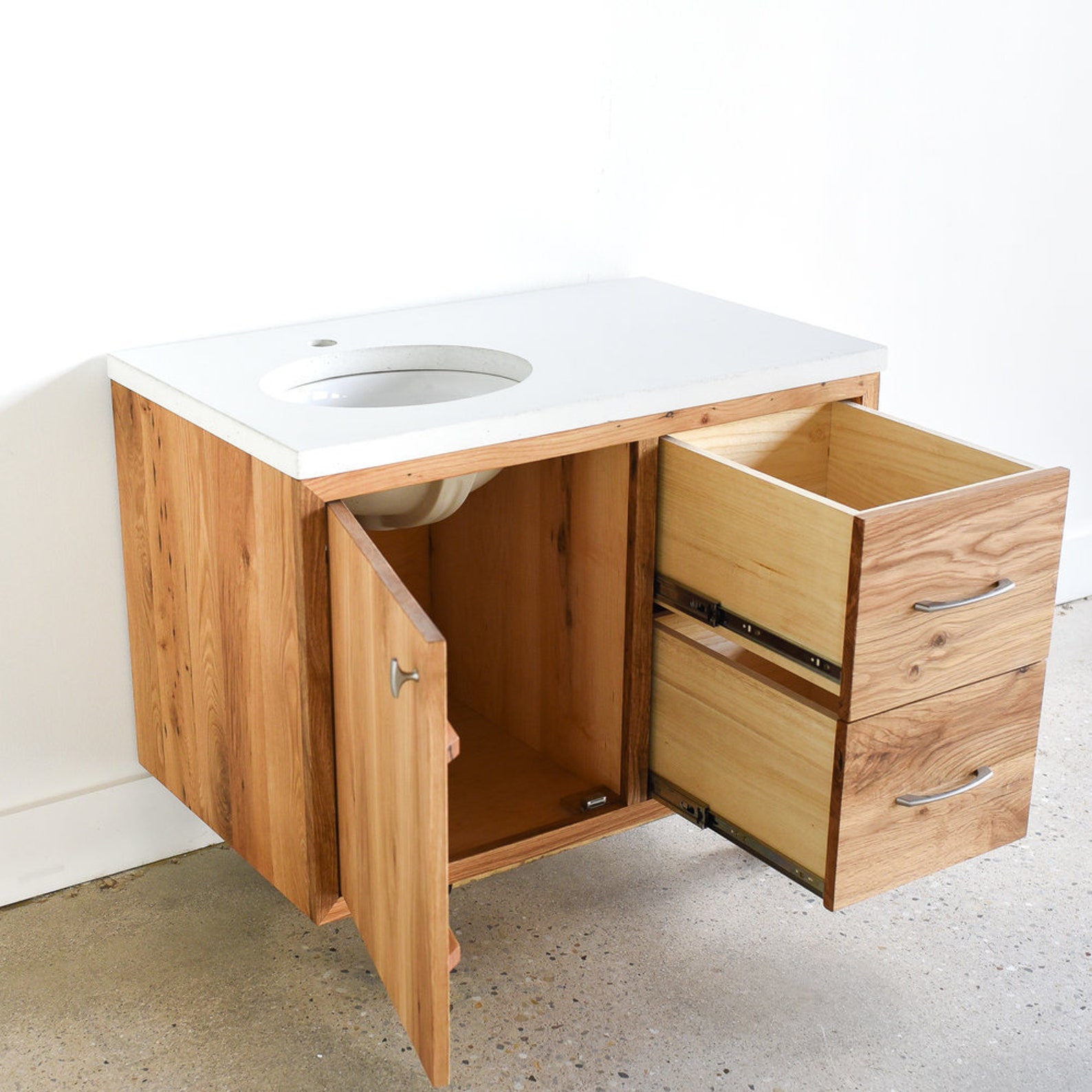 Reclaimed Wood Floating Vanity Single Sink Etsy