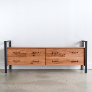 72 Reclaimed Wood Storage Bench / Industrial Steel Frame image 7