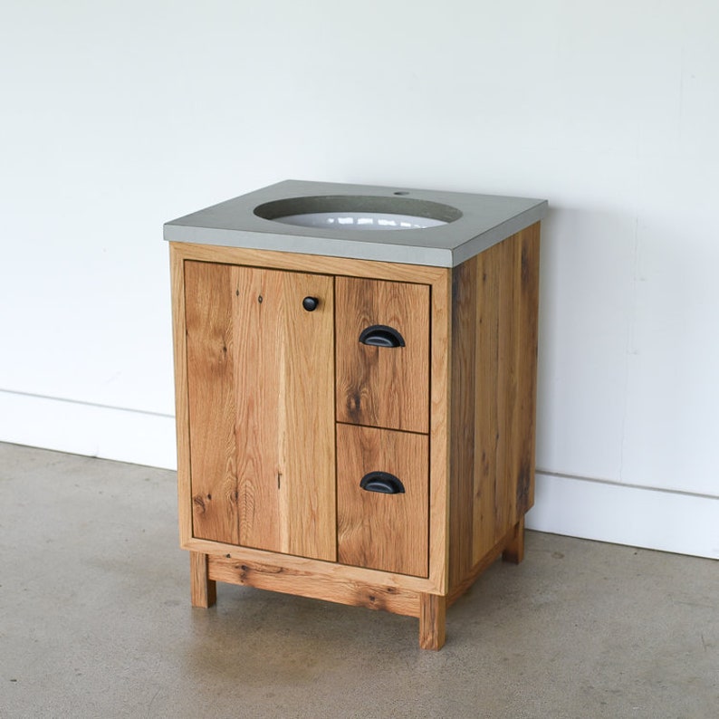 Small Bathroom Vanity / 30 Reclaimed Wood 2-Drawer Vanity / Single Sink Console image 1