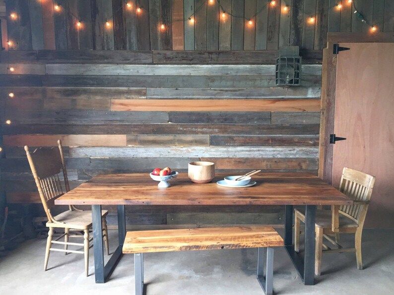 Industrial Dining Table Made From Reclaimed Wood