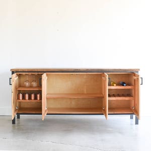 Modern Buffet Cabinet / Reclaimed Wood Steel Bar Storage Credenza image 7