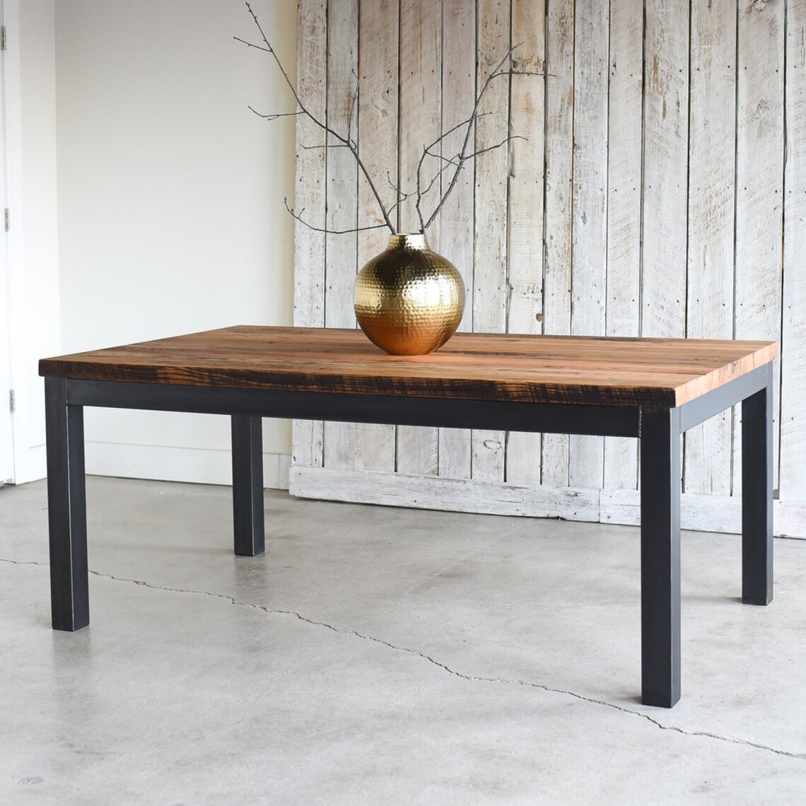 Industrial Dining Table Solid Wood Kitchen Table Steel | Etsy