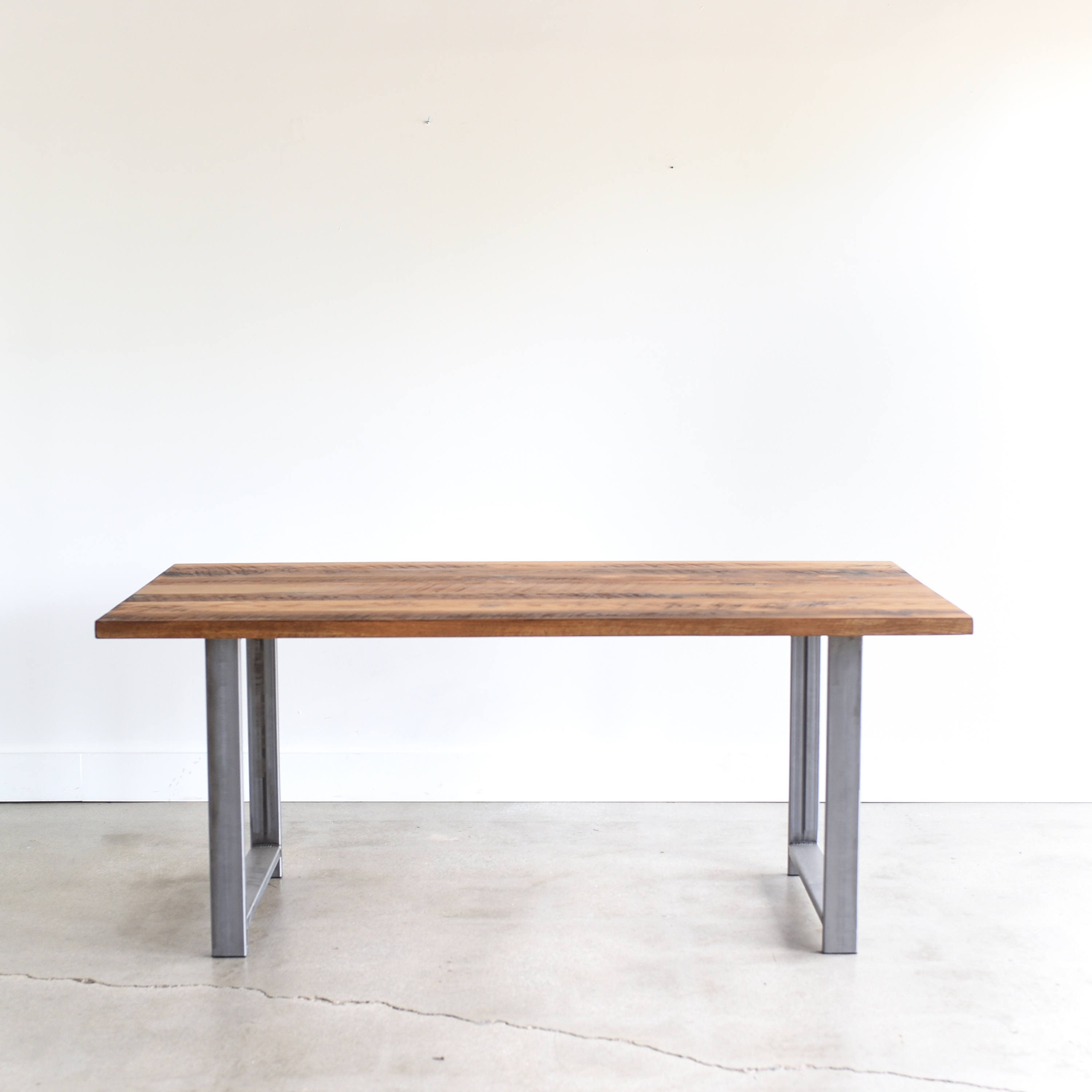 Quick Ship Industrial Dining Table / Reclaimed Wood and H-shaped Metal ...