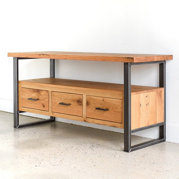 Reclaimed Wood Media Console Modern Industrial TV Stand 3