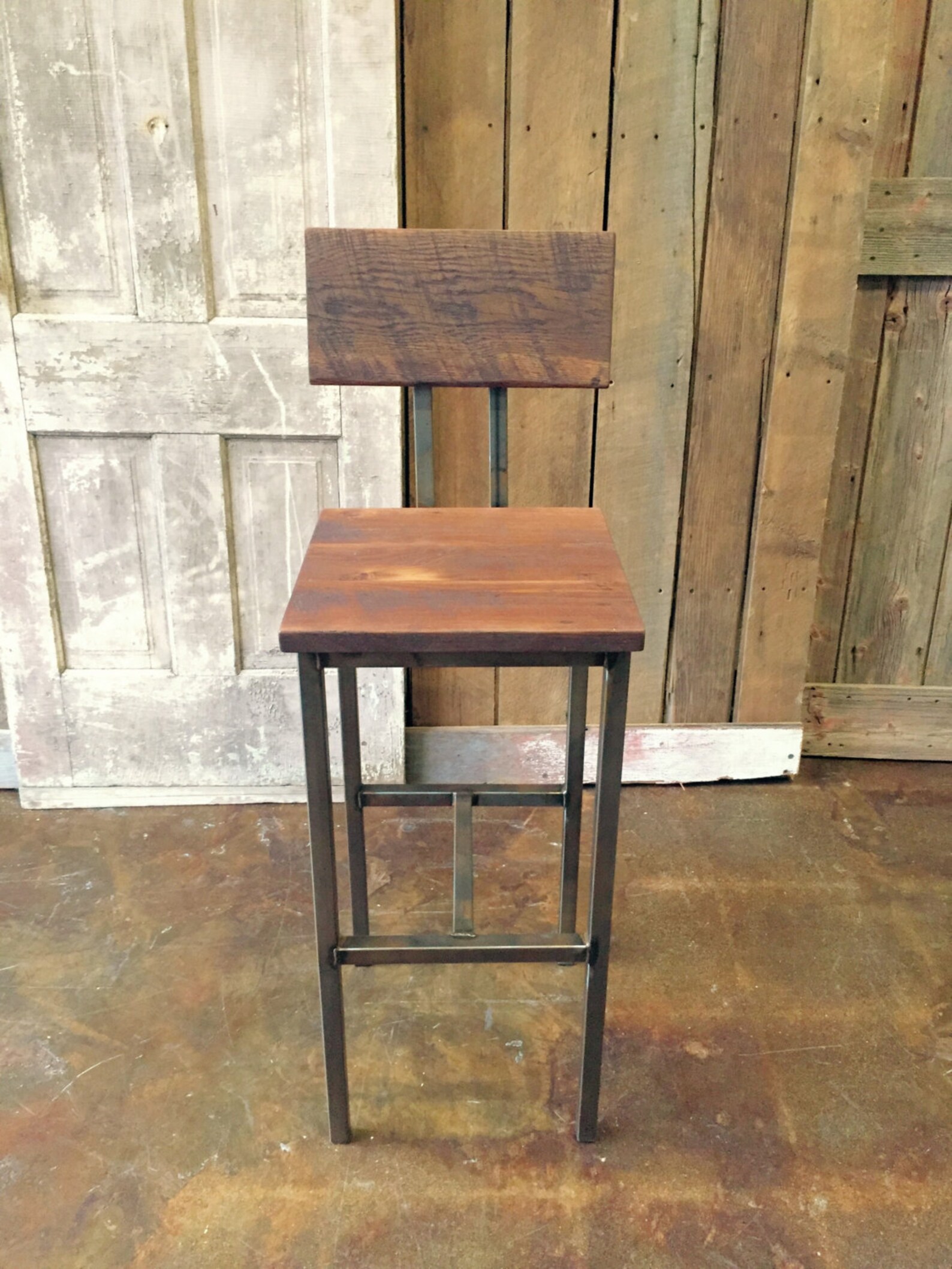 Reclaimed Wood Bar Stool Industrial Stool Reclaimed Barn Etsy UK
