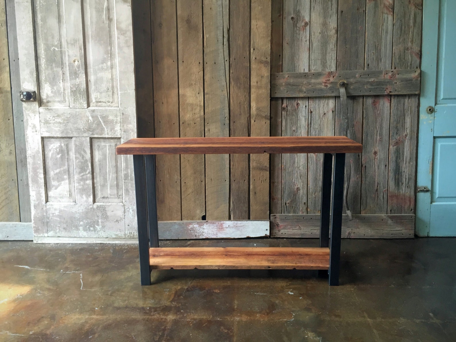 Industrial Console Table Made With Reclaimed Wood Entryway Etsy