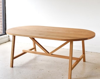 Oval Modern Trestle Dining Table