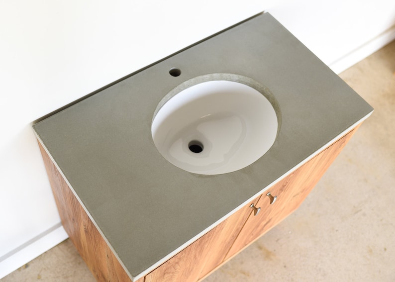 Concrete Vanity Top Oval Undermount Sink