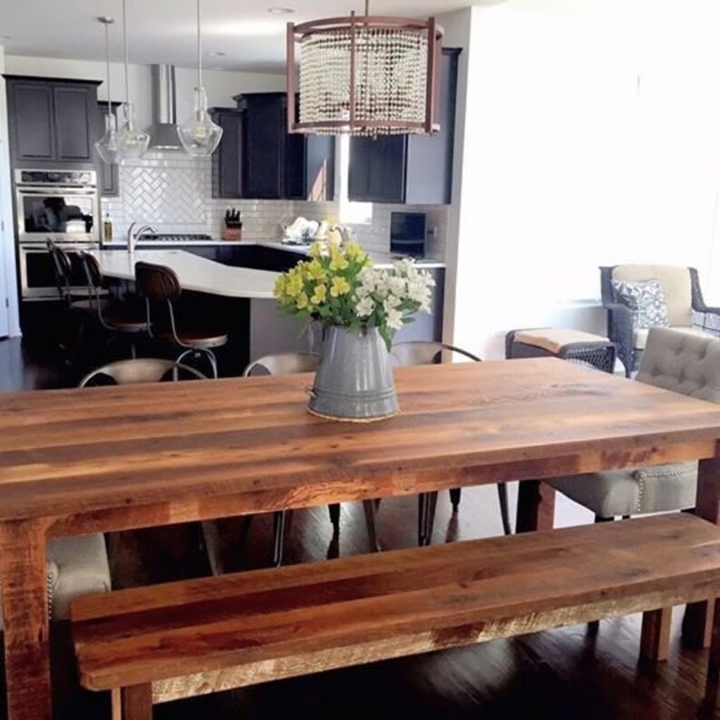 Farmhouse Table Made From Reclaimed Wood Rustic Dining Farm