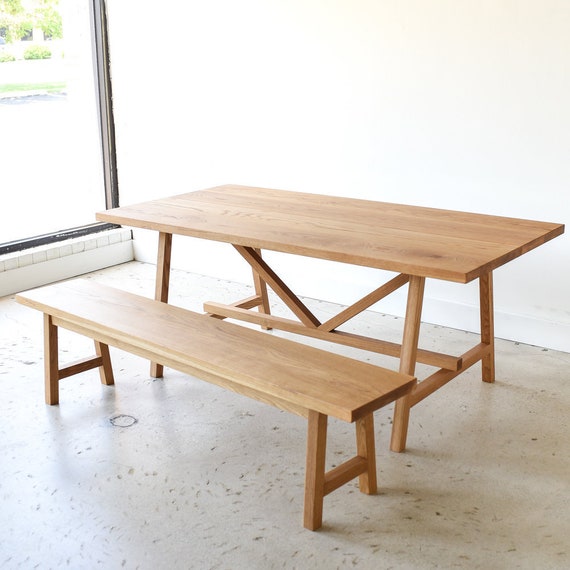 Modern Trestle Dining Table Kitchen Table With Butterfly Etsy