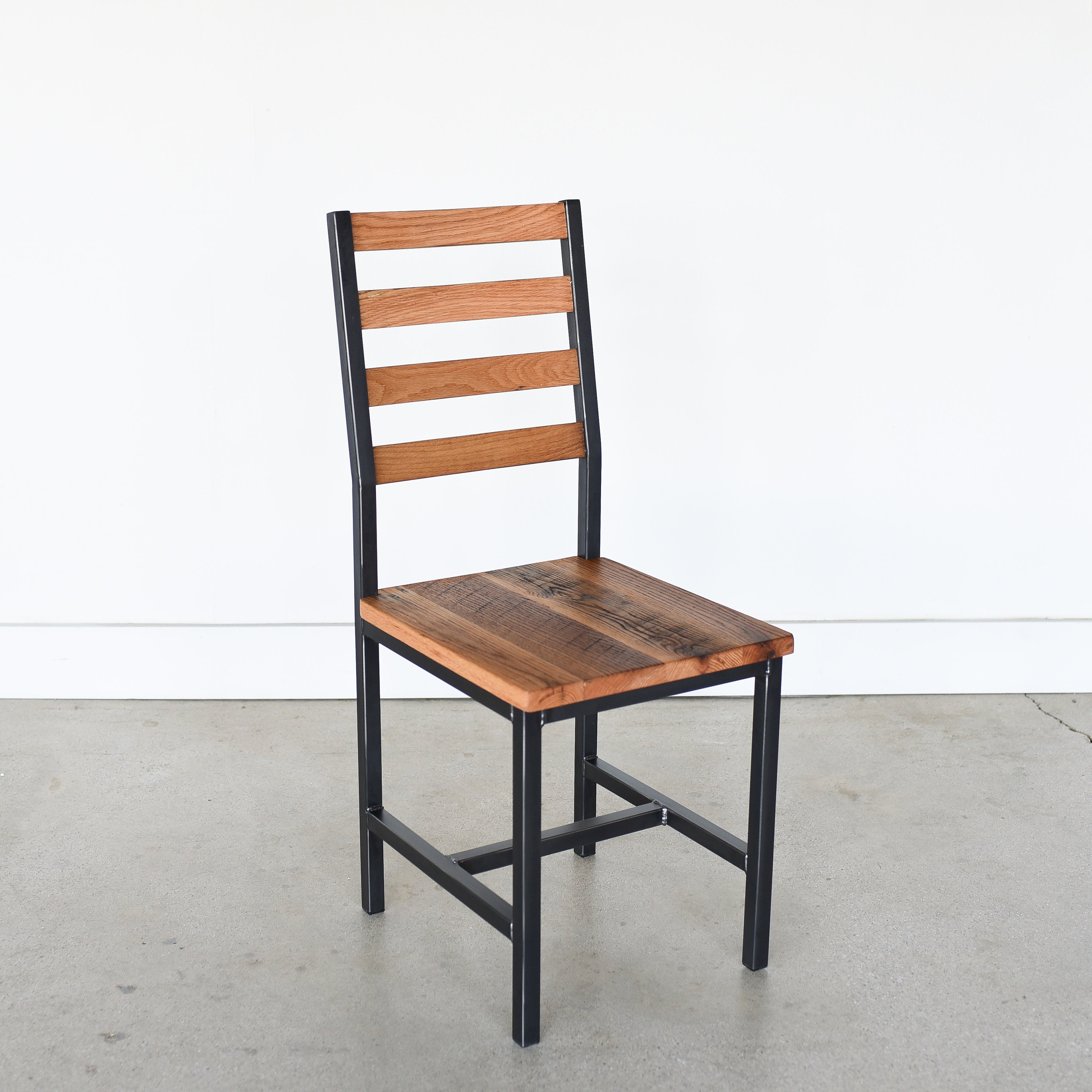 Industrial Reclaimed Wood and Metal Dining Chair Etsy Canada