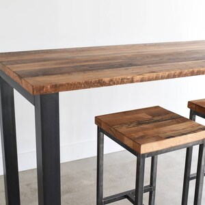 Bar Height Pub Table / Industrial Reclaimed Wood Communal Table image 3