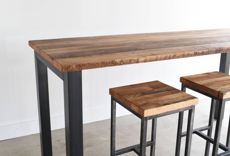 Bar Height Pub Table / Industrial Reclaimed Wood Communal Table image 3