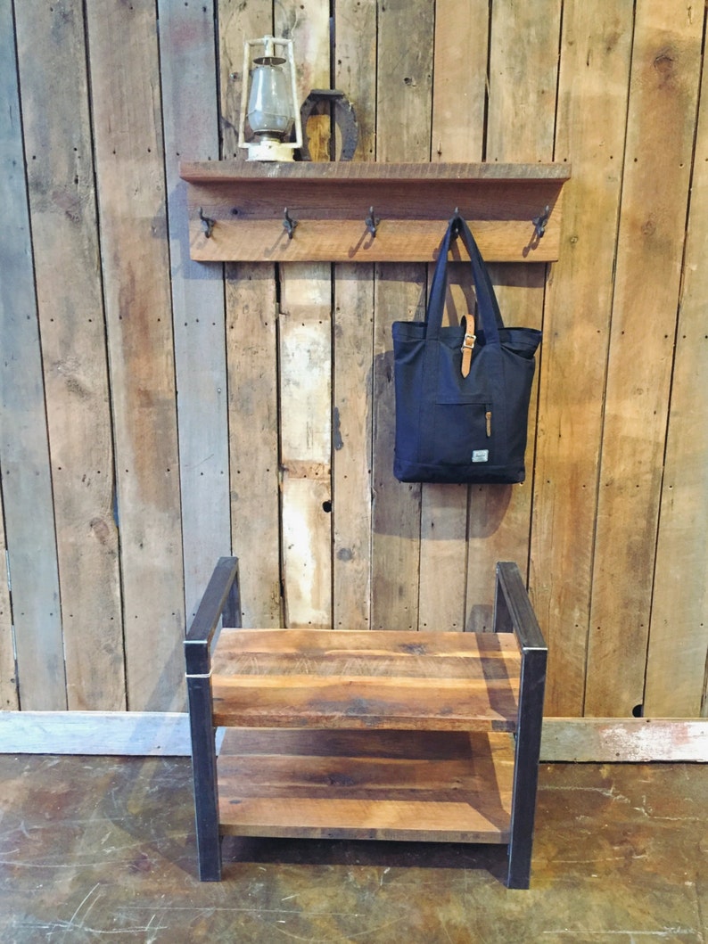 Reclaimed Wood Coat Rack With Shelf / Barn Wood Coat Hanger Etsy