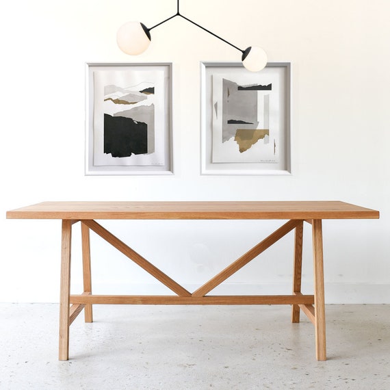 Modern Trestle Dining Table Etsy UK