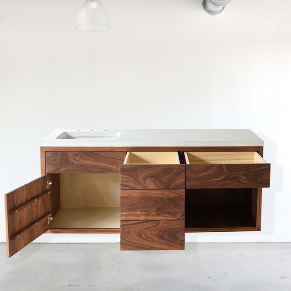 60 Floating Walnut Vanity Etsy UK