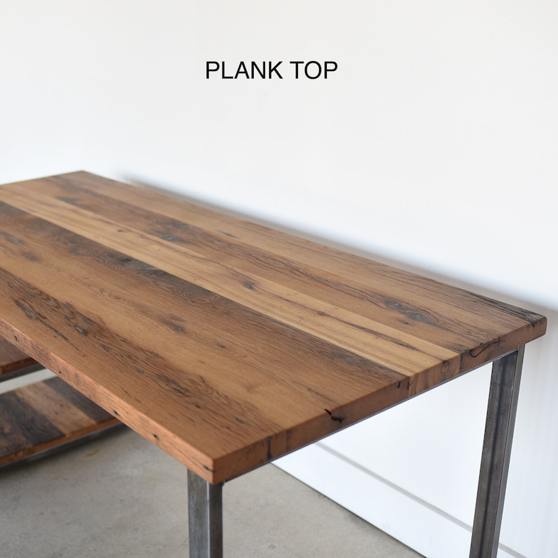 Reclaimed Wood Desk With Metal Frame Base / Industrial Reclaimed Desk image 4