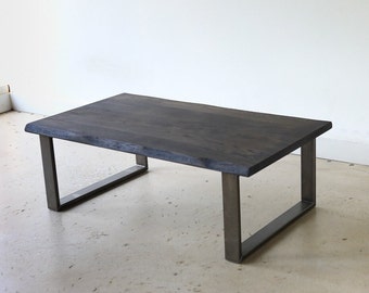 Solid Walnut Coffee Table / Industrial Steel Legs / Live Edge Coffee Table