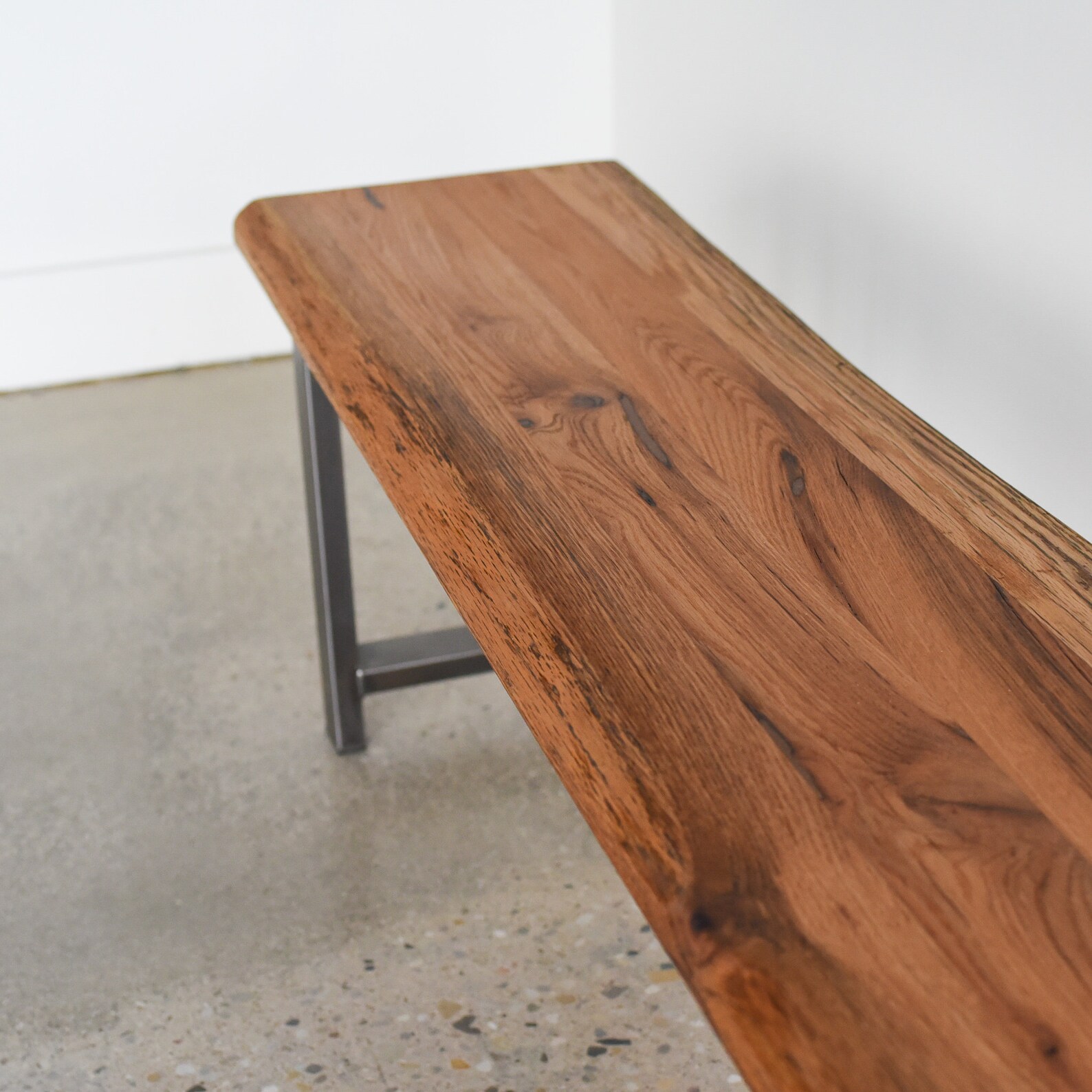 Live Edge Bench Made From Reclaimed Wood / Hshaped Steel Legs Etsy