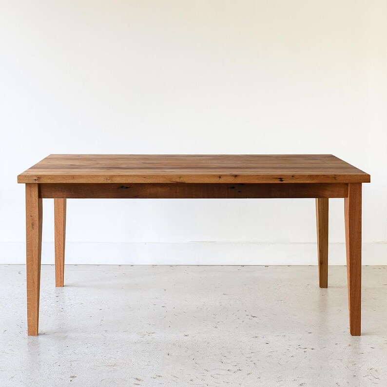 Slim Tapered Leg Dining Table Pictured In Reclaimed Oak Clear