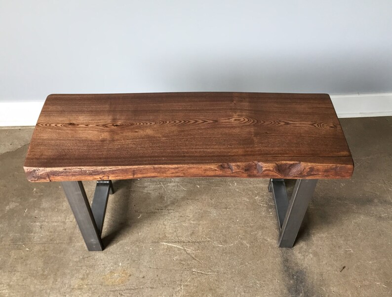 Reclaimed Wood Live Edge Bench / Industrial Entryway Bench Etsy