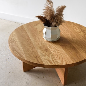 Sculptural Round Wood Coffee Table image 5