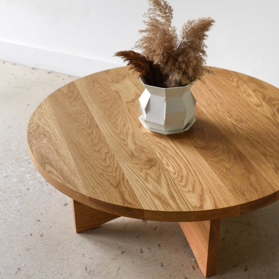 Sculptural Round Wood Coffee Table