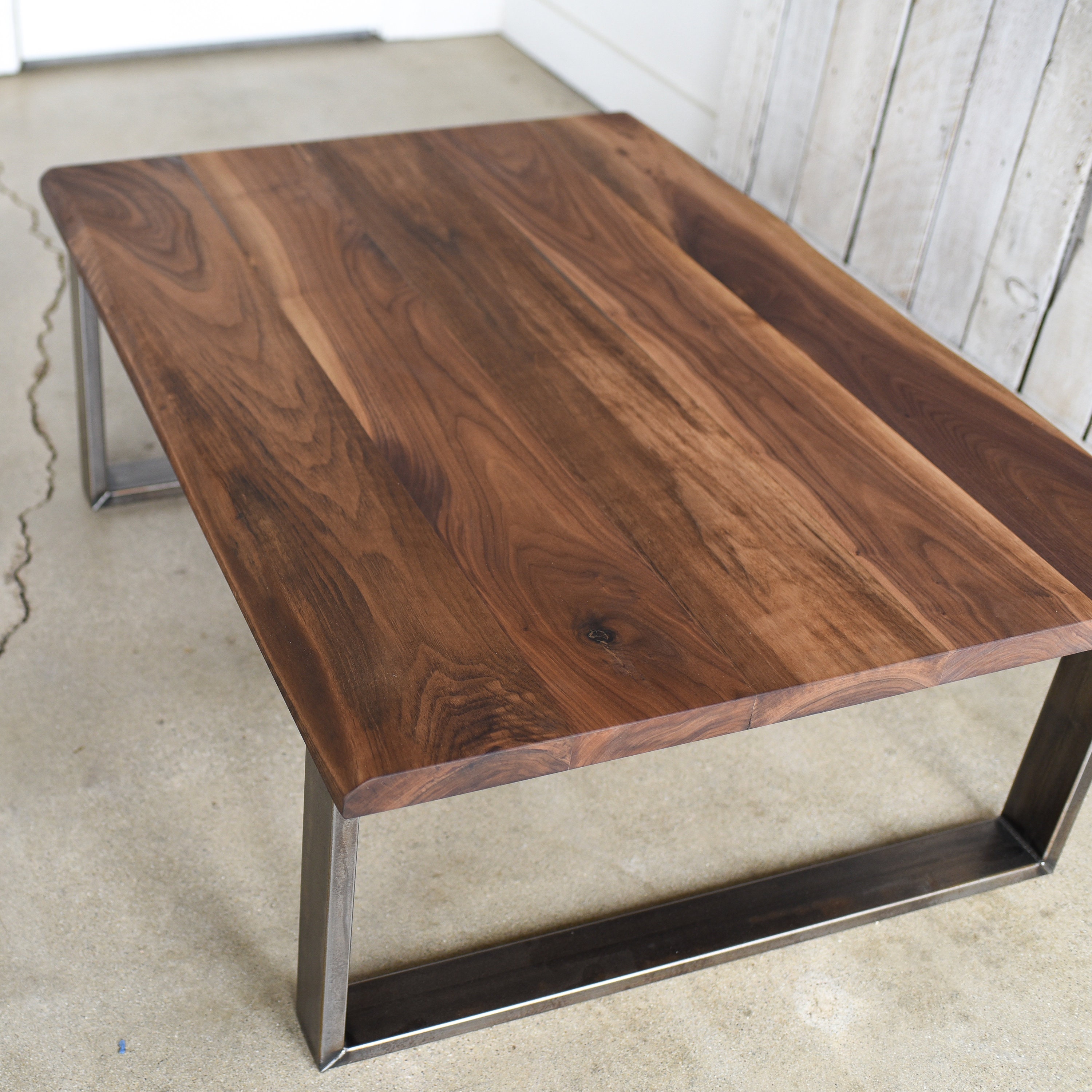 Walnut industrial coffee table deals