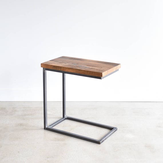 Box Frame Side Table Made From Reclaimed Wood Metal C Base