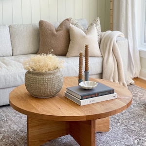 Sculptural Round Wood Coffee Table image 6