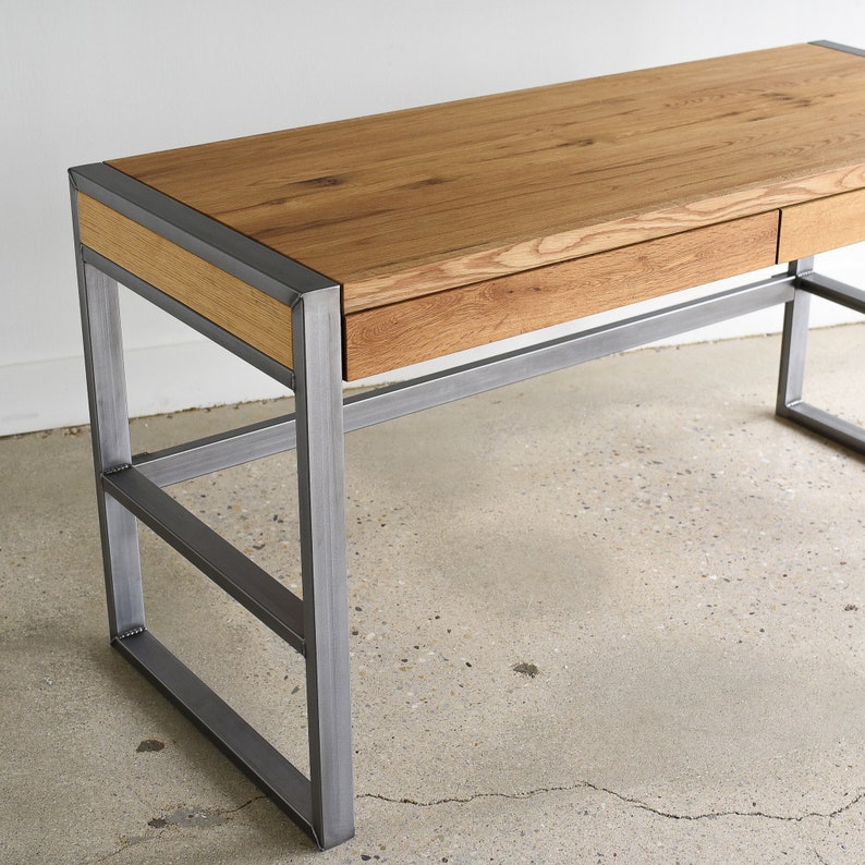 White Oak Office Desk / 2drawer Etsy