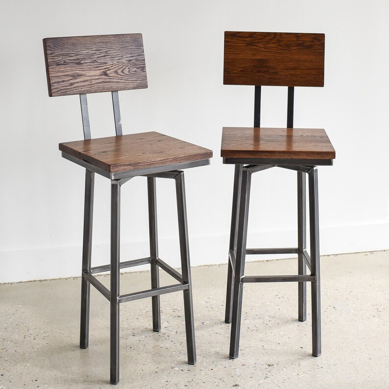 Bar Stool Made From Reclaimed Barn Wood / Industrial Swivel Etsy