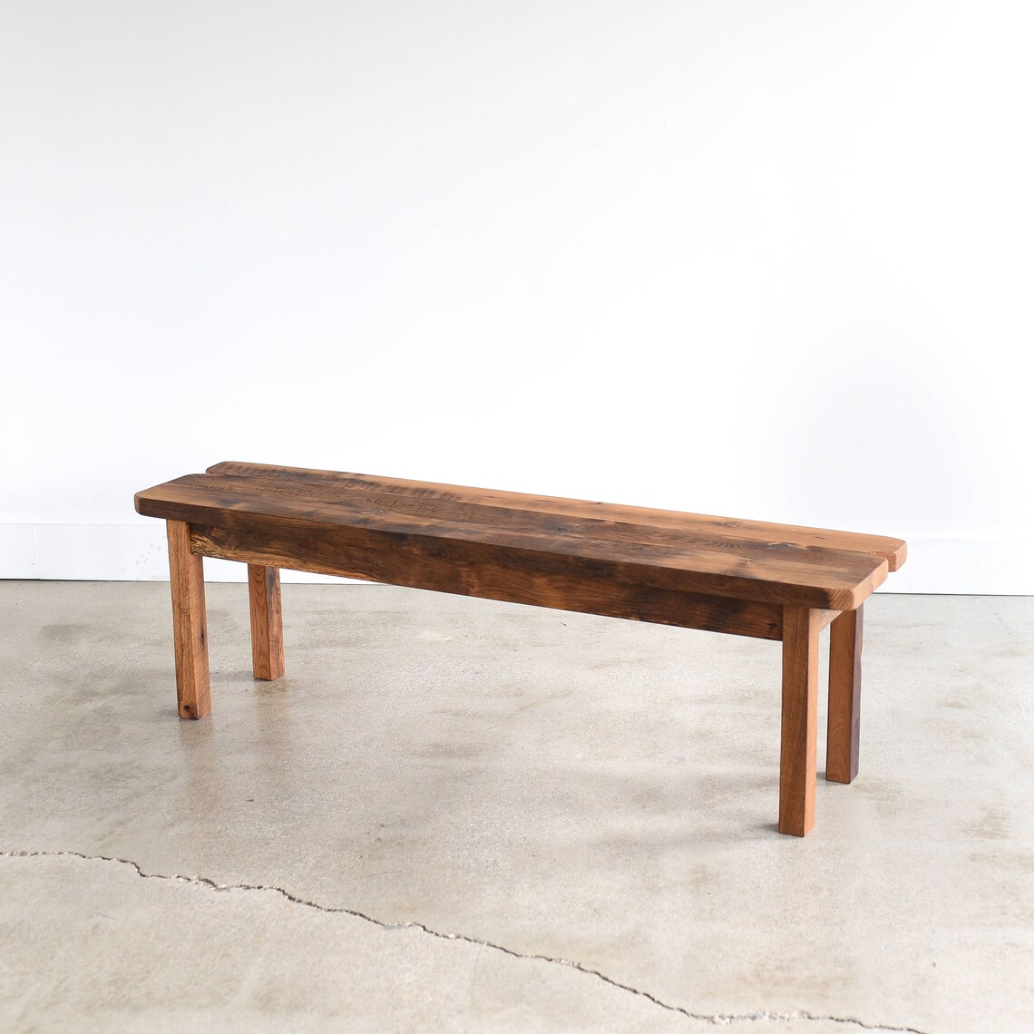 Reclaimed Wood Farmhouse Bench / Smooth Finish Etsy