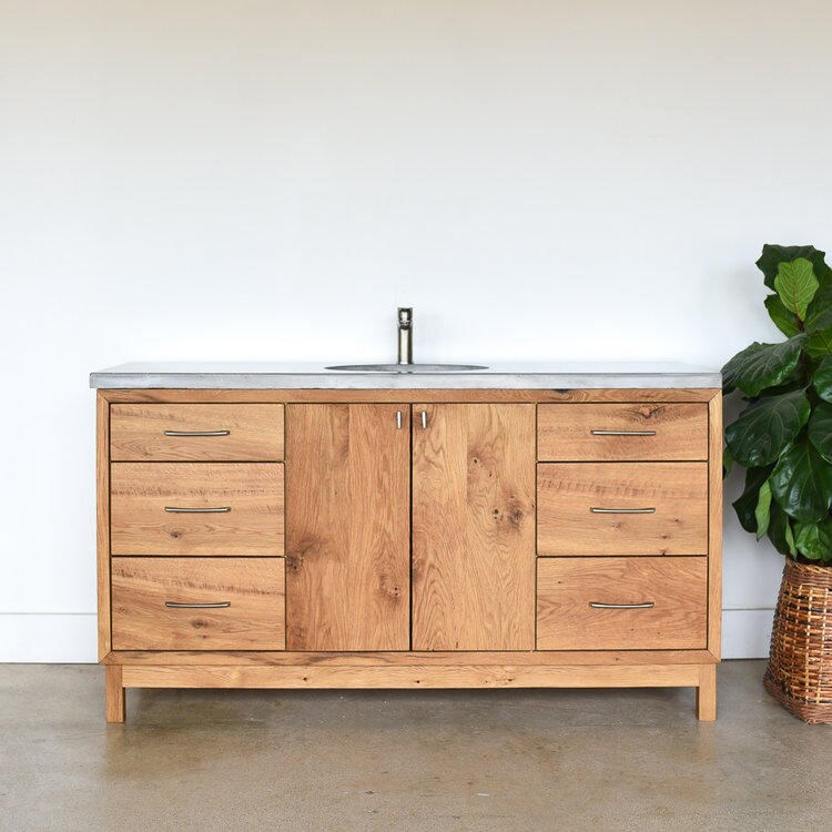 60 inch wood sale vanity single sink