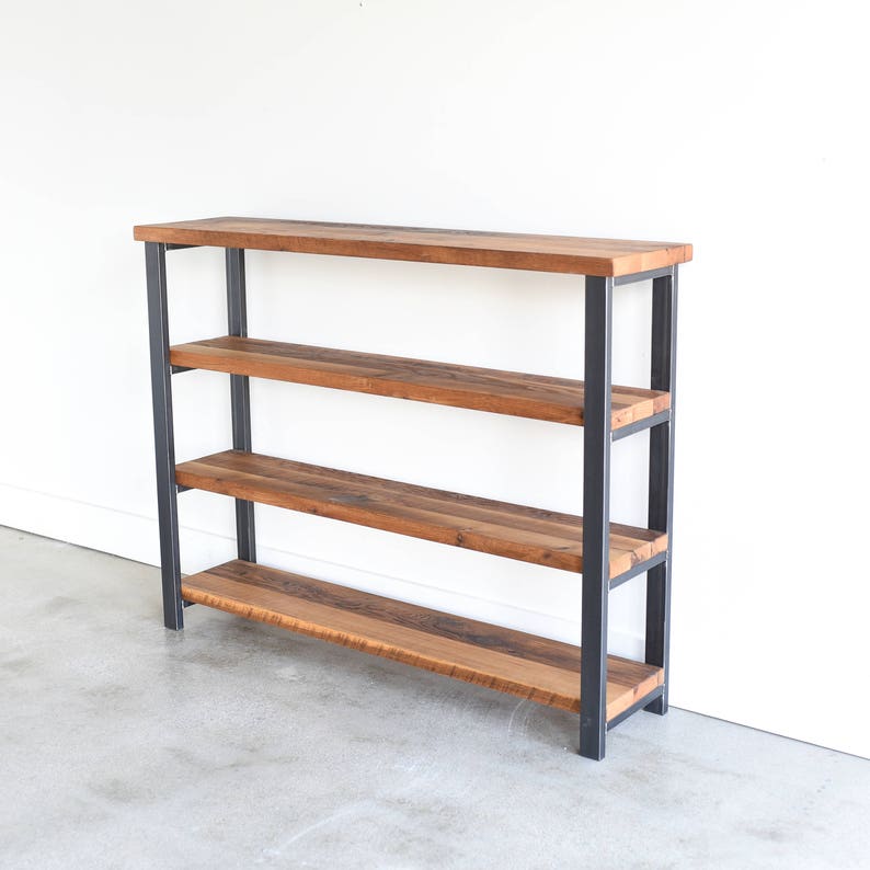 Industrial Reclaimed Wood Open Bookshelf / Rustic Bookcase Etsy