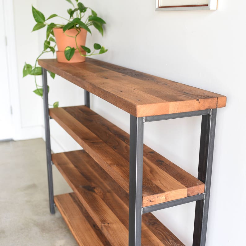 Industrial Reclaimed Wood Open Bookshelf / Rustic Bookcase Etsy