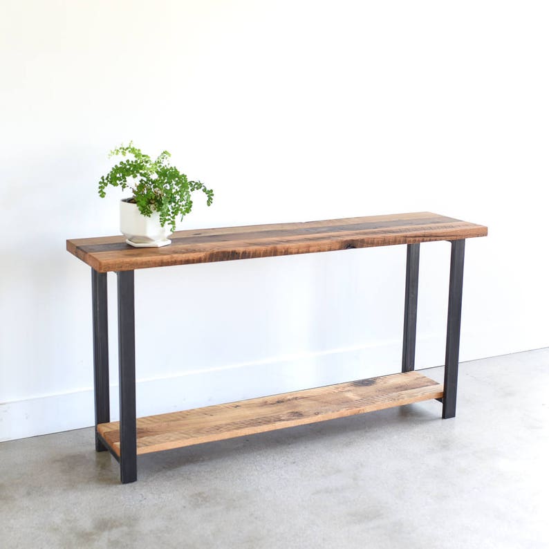 Quick Ship Console Table with Lower Shelf / Reclaimed Wood Sofa Table image 1