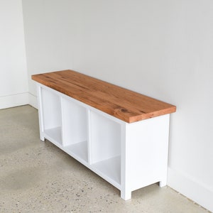 Entryway Bench With Storage Cubbies / Reclaimed Wood Bench image 6