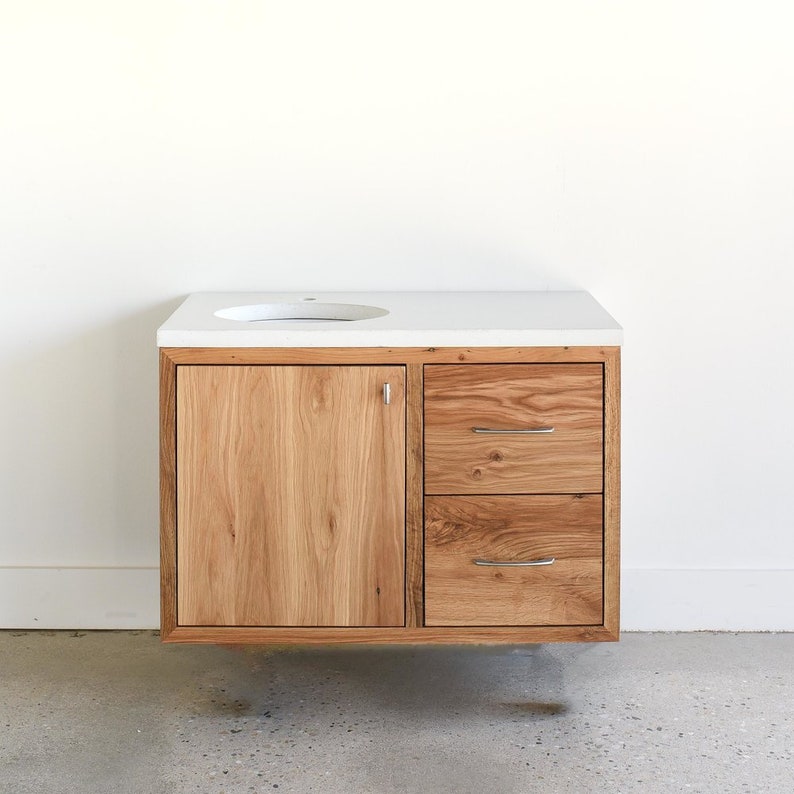 Floating Bathroom Vanity Made From Reclaimed Wood Solid Powder Room Console