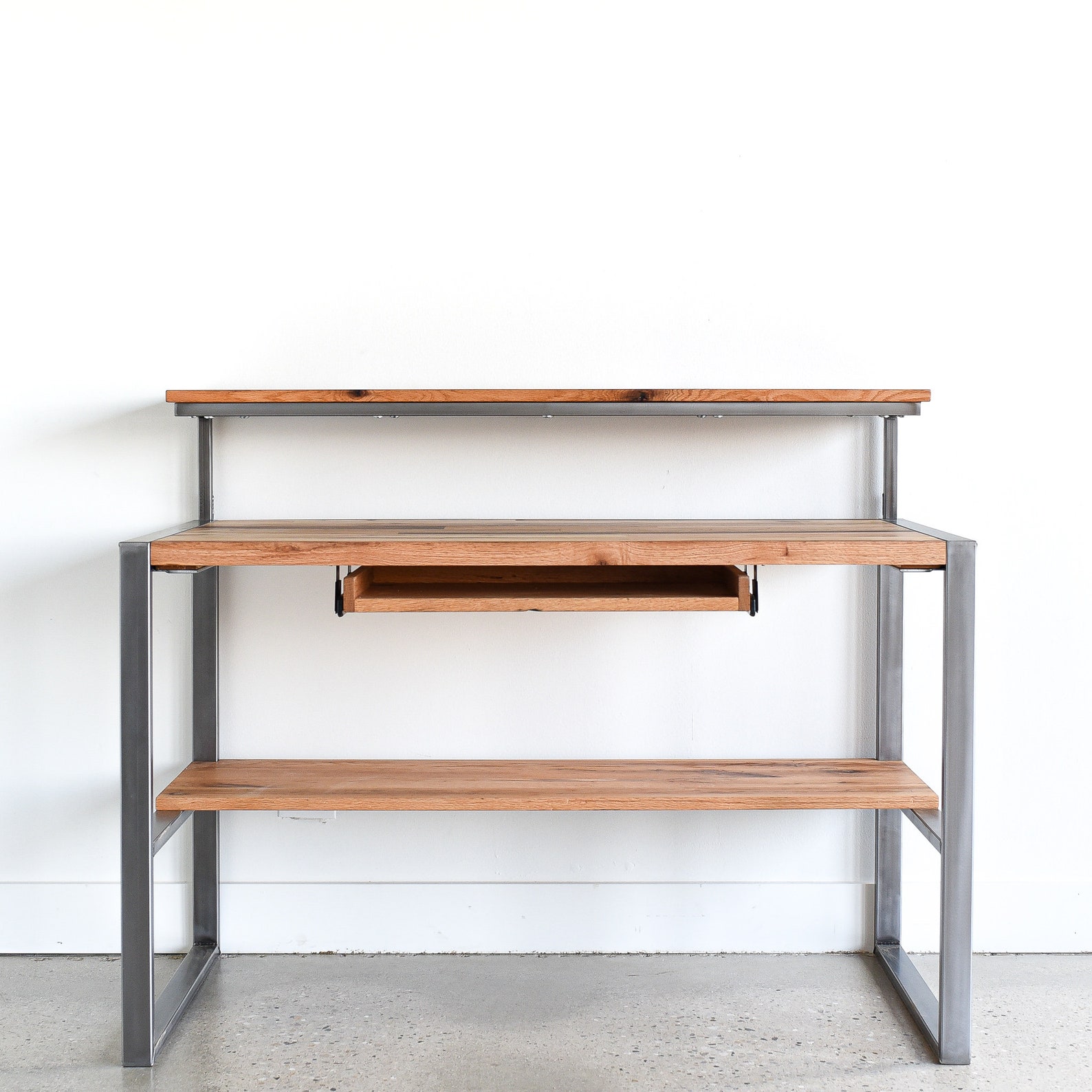 Reclaimed Wood Desk / Keyboard Tray Etsy