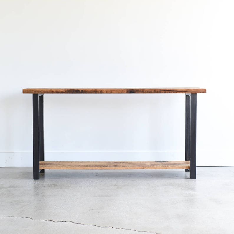 Quick Ship Console Table with Lower Shelf / Reclaimed Wood Sofa Table image 2