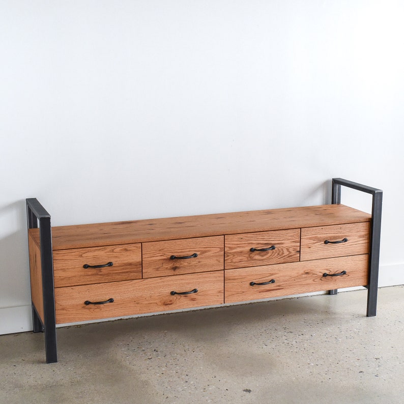 72 Reclaimed Wood Storage Bench / Industrial Steel Frame image 1