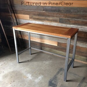 Reclaimed Wood Pub Table with Industrial Metal Base image 6