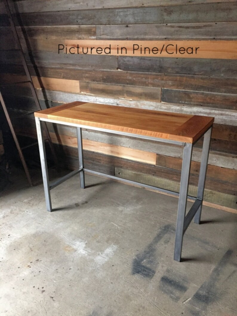 Reclaimed Wood Pub Table with Industrial Metal Base image 6