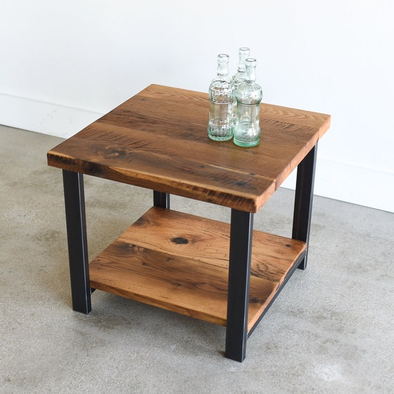 Rustic End Table Made From Reclaimed Wood Nightstand With Lower
